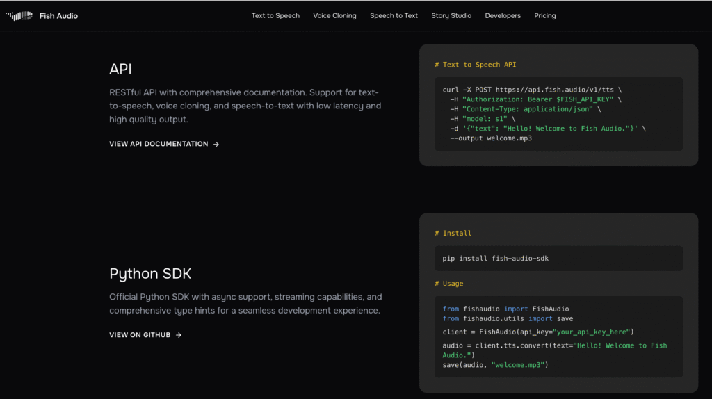 Fish Audio page API Editor