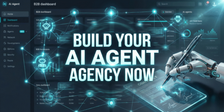 Illustrative cover for the AI Agent Agency business model focusing on B2B automation and lead generation