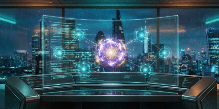 A futuristic architectural visualization of AI resource management for engineering teams, comparing Claude Team and Max plan efficiency in 2026.