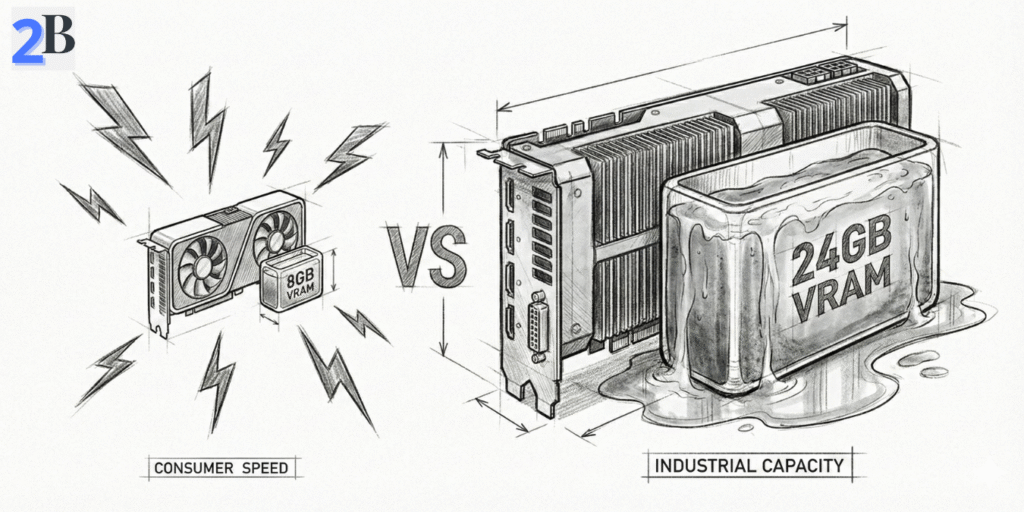 A minimalist iceberg sketch illustrating the hidden costs of running a Tesla P40, including power consumption and DIY cooling